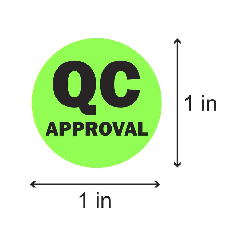 OfficeSmartLabels QC Approval Stickers - 1 Inch Round Circle in Bright Neon Green QC Approval Labels for Quality Control Production Line Warehouse Inventory Management Inspection Stickers - 300 Labels per Roll - Image 3